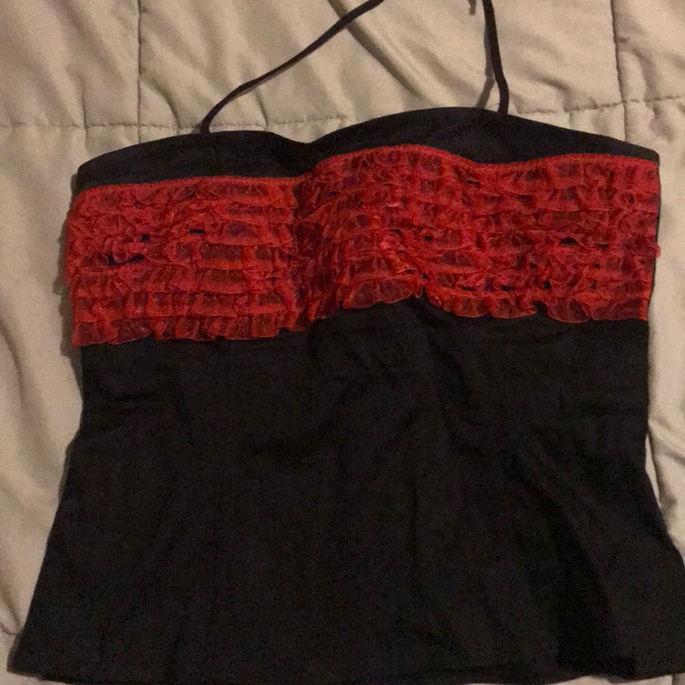 Ruffle front halter top
